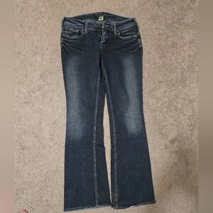 Silver Aiko Dark Blue Flare Jeans